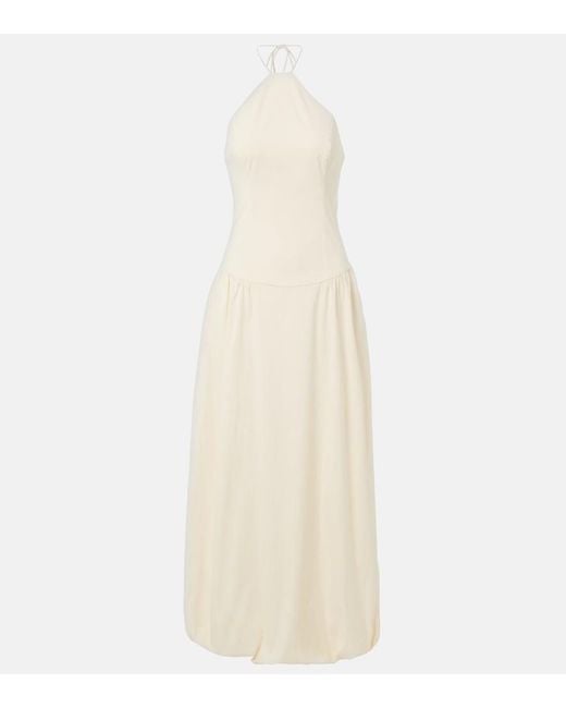 Sir White Florent Halterneck Cotton-Blend Maxi Dress
