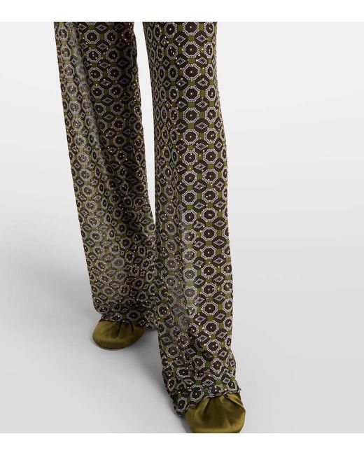 Dries Van Noten Gray Bedruckte Hose Aus Jersey Mit Kristallen