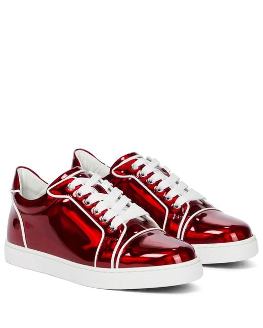 Christian Louboutin Red Viera Orlato Patent Leather Sneakers