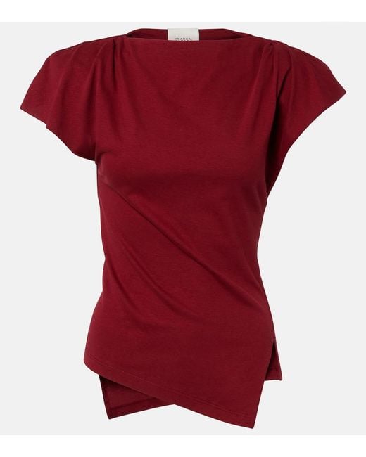 Isabel Marant Red Sebani Asymmetric Cotton T-Shirt