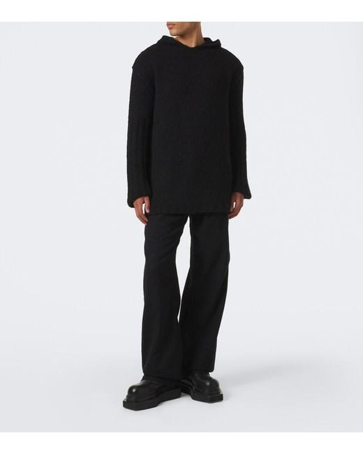 Rick Owens Black Hooded Cashmere And Silk Sweater for men
