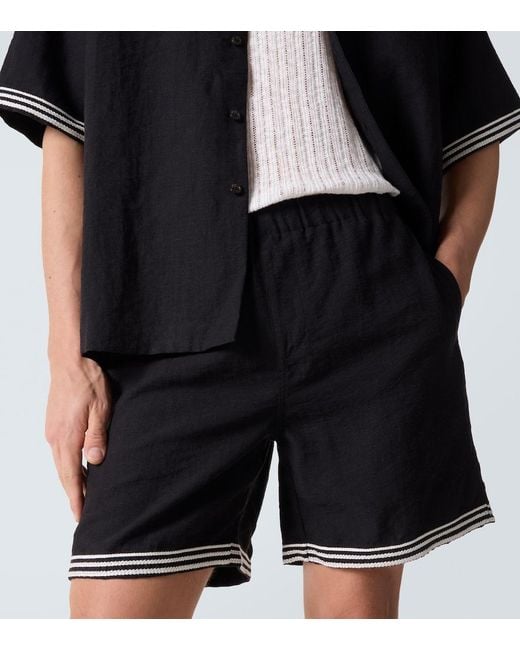 Commas Black Embroidered Shorts for men