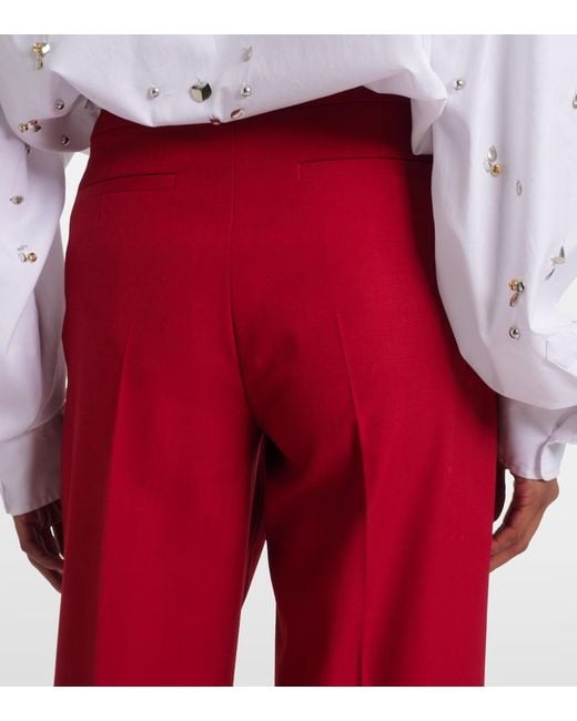 Dries Van Noten Red Wool Slim Pants