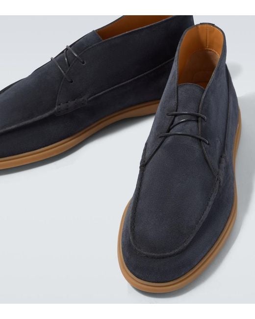 Tod's Blue Suede Desert Boots for men