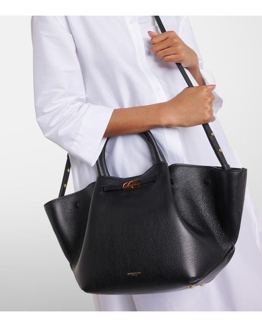 DeMellier London Black New York Midi Leather Tote Bag