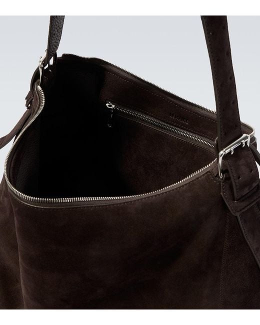 Lemaire Black Belted Suede Shoulder Bag for men