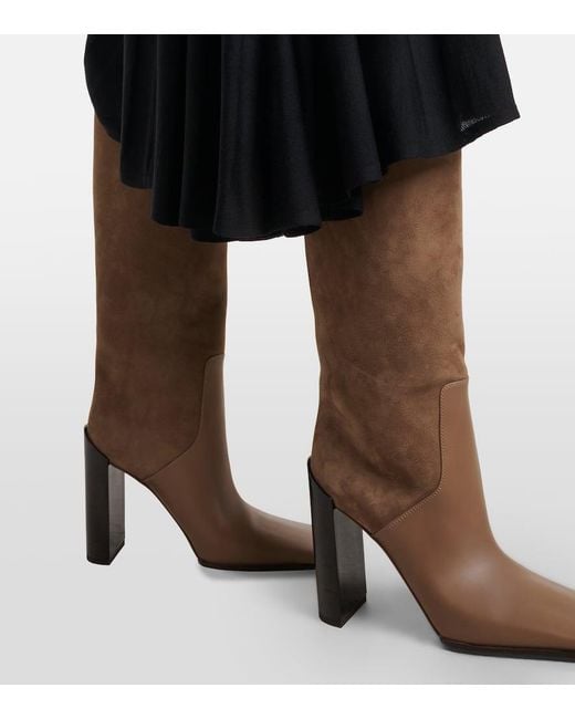 Alaïa Brown 55 Leather Knee-High Boots