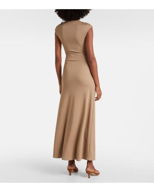 Christopher Esber Natural Mineral Stone Embellished Jersey Maxi Dress
