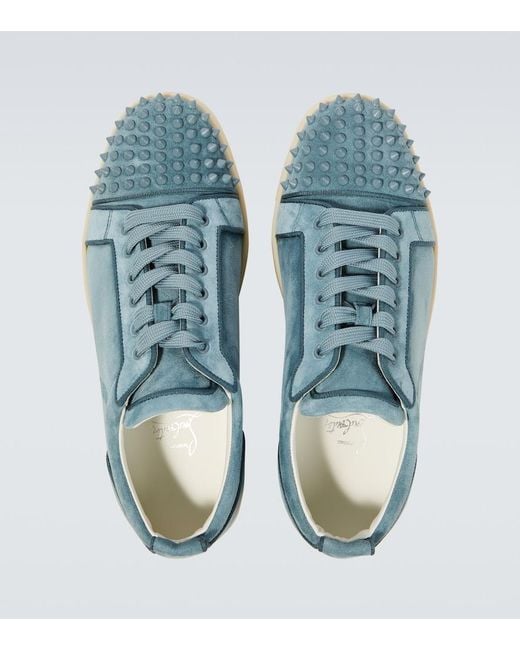 Christian Louboutin Blue Louis Junior Spikes Suede Sneakers for men