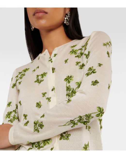 Giambattista Valli Natural Embroidered Cashmere And Silk Cardigan