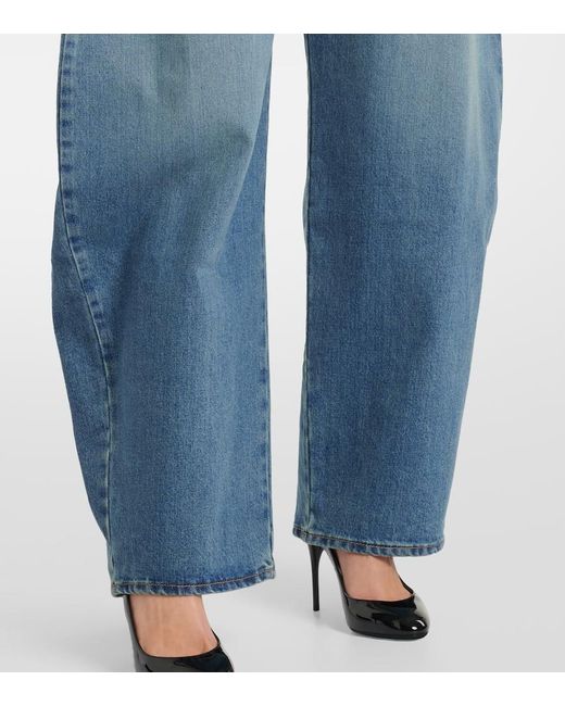 Alaïa Blue High-Rise Barrel-Leg Jeans