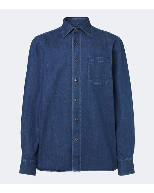 Rubinacci Blue Denim Shirt for men
