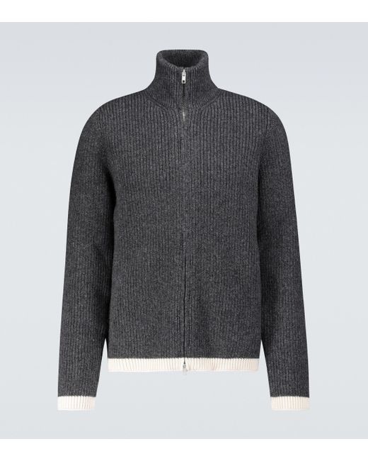 Maison Margiela Gray Alpaca-blend Zipped Sweater for men