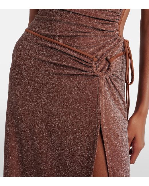 Johanna Ortiz Brown Ring-Detail Midi Skirt