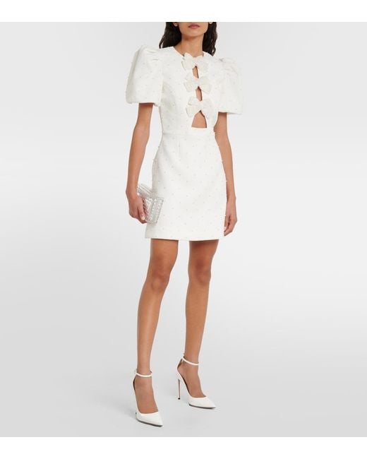 Rebecca Vallance White Bridal Ophelia Bow-Detail Minidress