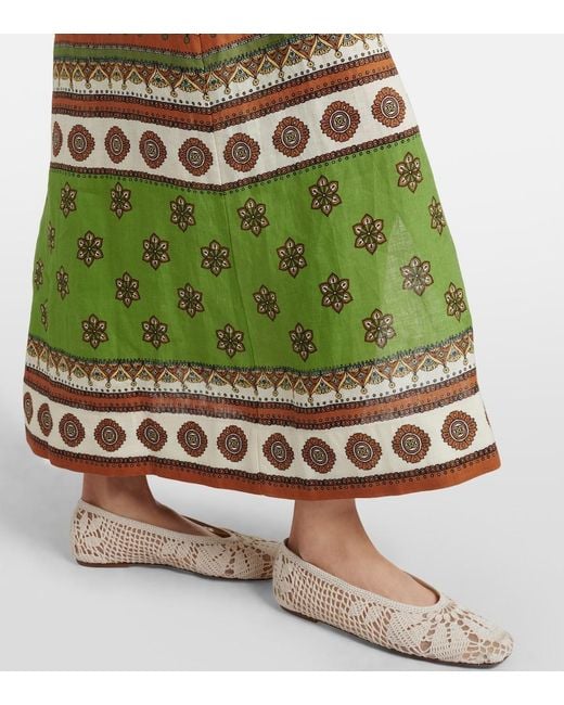 ALÉMAIS Green Contina Belted Linen Shirt Dress