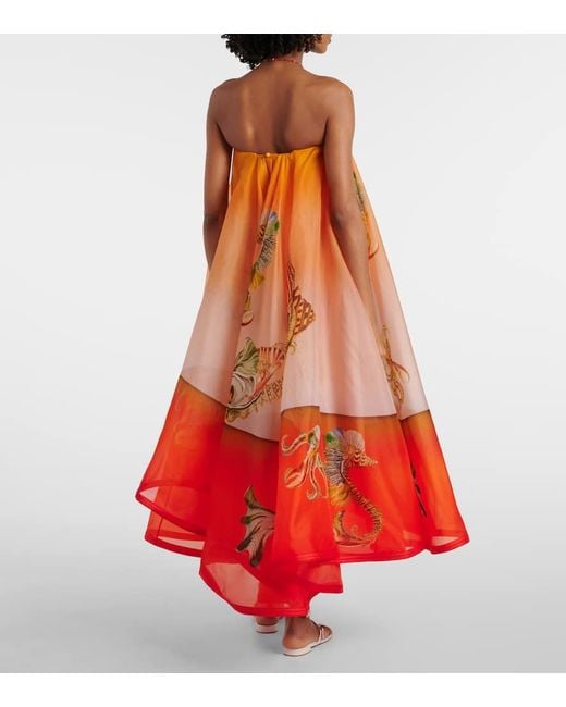 ALÉMAIS Orange Robe Neptuna Aus Seide