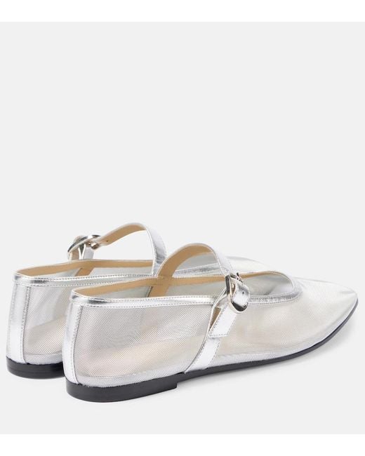 Le Monde Beryl White Leather-Trimmed Mesh Ballet Flats