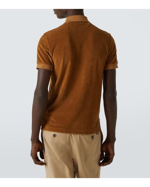Tom Ford Brown Cotton-Blend Terry Polo Shirt for men