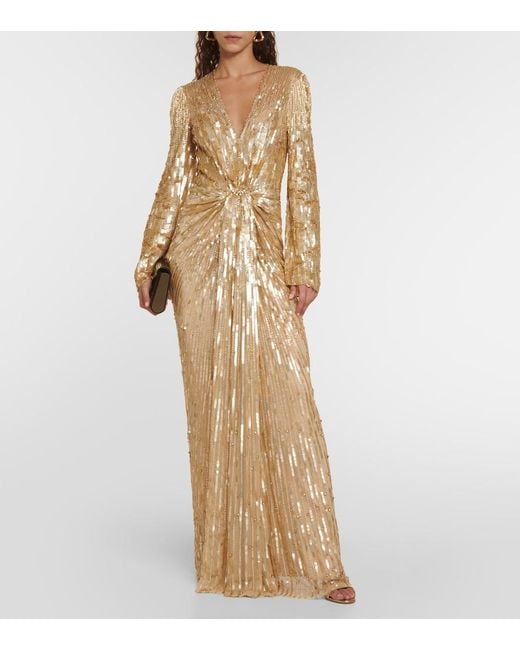 Jenny Packham Metallic Embellished Margot Gown