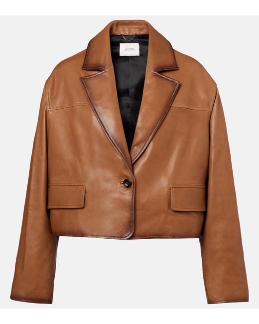 Dorothee Schumacher Brown Cropped Leather Jacket
