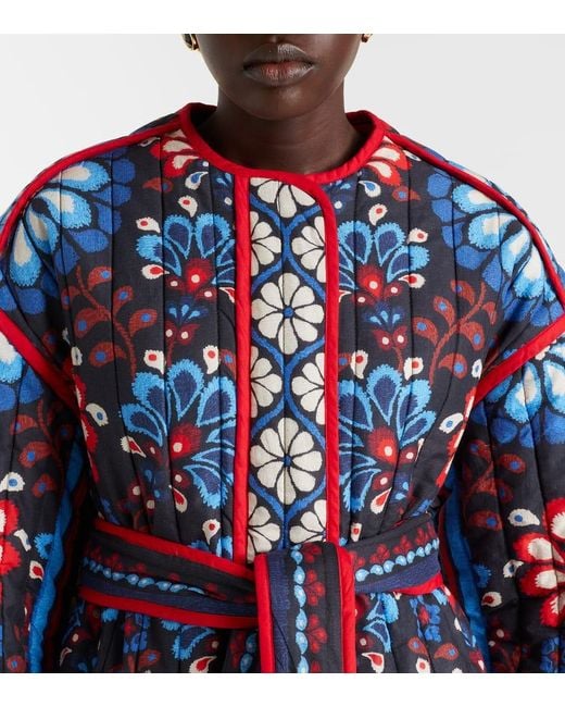 Farm Rio Blue Jacke Latina Scarf Aus Baumwolle