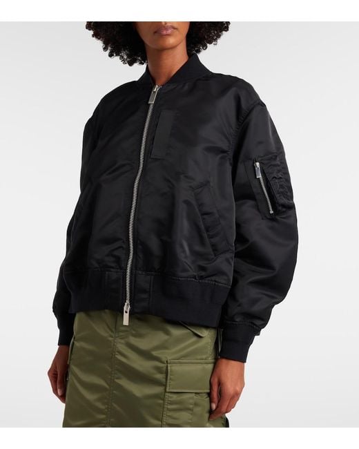 Sacai Black Nylon Bomber Jacket