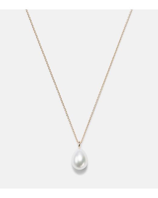 Sophie Bille Brahe White Perle Poire Simple 14Kt Necklace With Freshwater Pearls