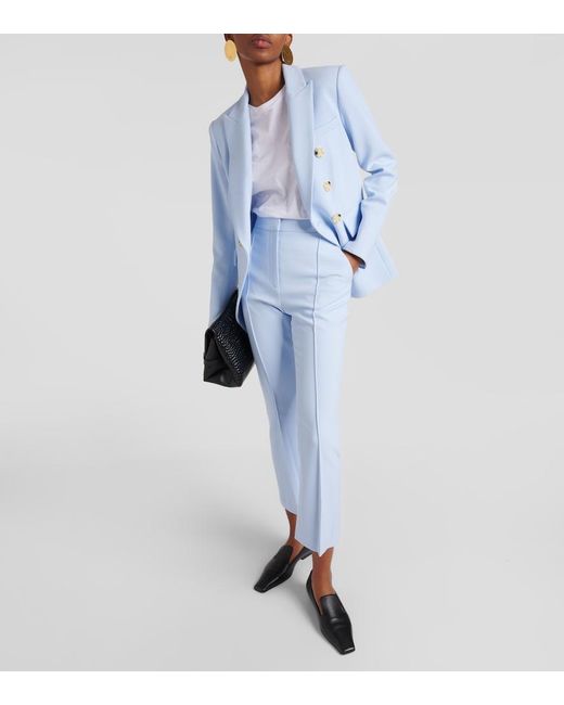 Veronica Beard Blue Tani Cropped High-Rise Flared Pants