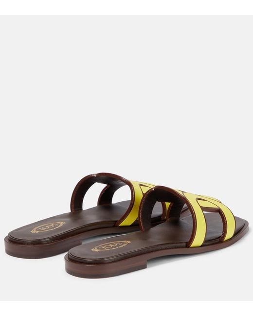 Tod's Yellow Leather Slides