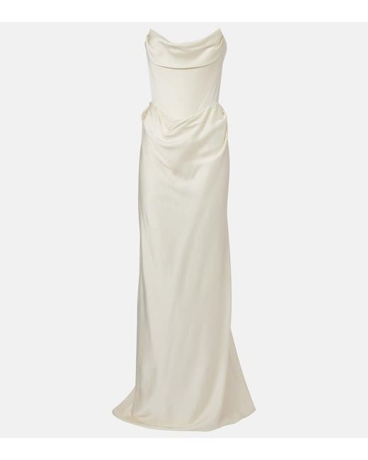 Vivienne Westwood White Bridal Galaxy Crepe Satin Corset Gown