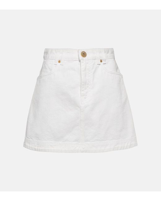 Minifalda en denim Balmain de color White