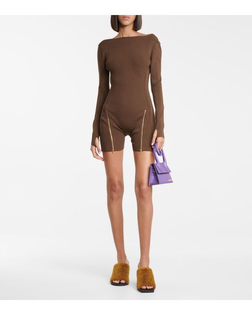 Jacquemus Le Body Yerù Ribbed-knit Bodysuit in Brown | Lyst