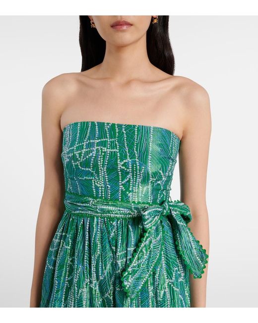 Poupette Green Thelma Printed Cotton-Blend Maxi Dress