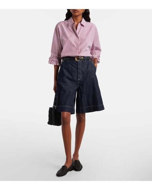 Max Mara Pink Striped Cotton Poplin Shirt