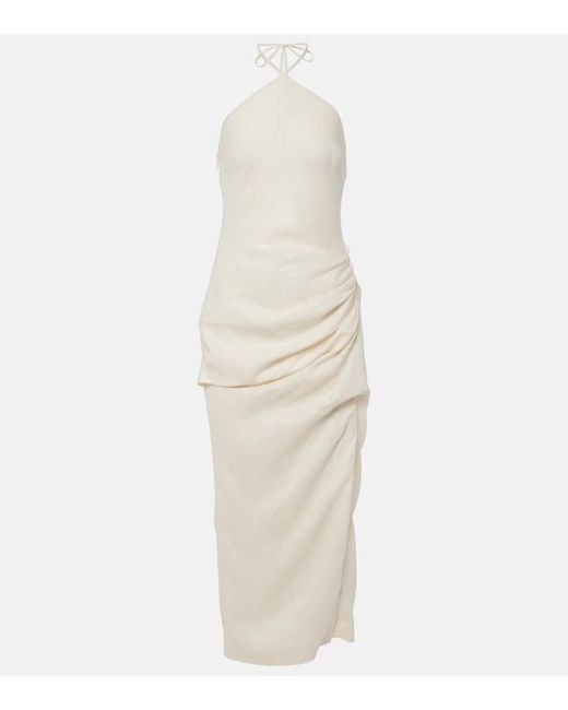 Jonathan Simkhai White Hansel Halterneck Linen Maxi Dress