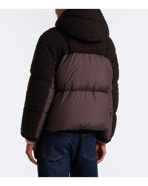 Moncler Black Cristallin Wool-Blend Teddy Down Jacket