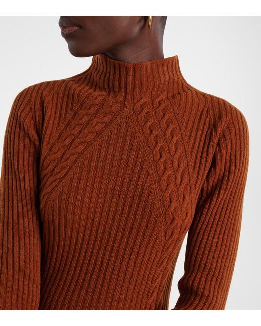 Max Mara Brown Zelanda Wool-Blend Midi Dress