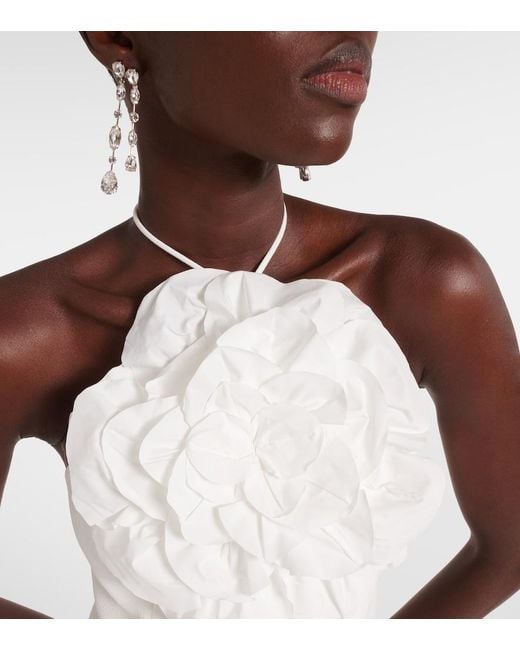 Rebecca Vallance White Odetta Floral-Applique Halterneck Minidress
