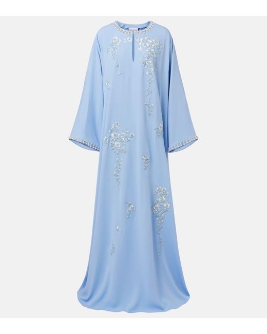 Carolina Herrera Blue Embellished Crepe Kaftan