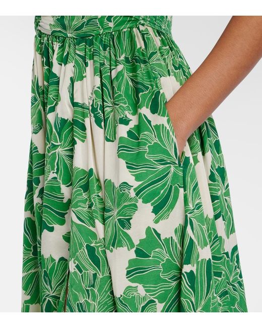 Poupette Green Avril Floral Halterneck Satin Maxi Dress