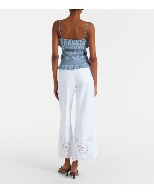 FRAME White The Eyelet Embroidered Flared Jeans