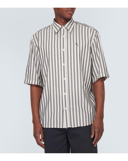 Acne White Oversized Striped Shirt for men
