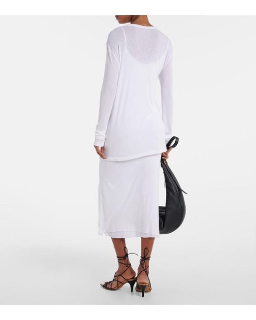Khaite White Morton Ribbed-Knit Top