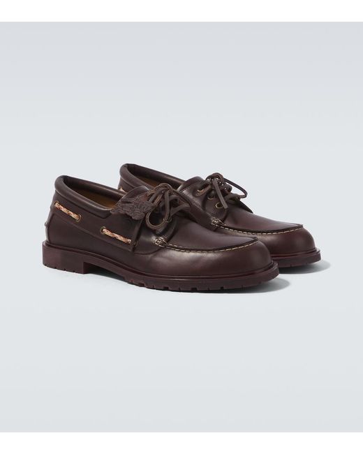 Burberry Brown Leather Boat Shoes for men