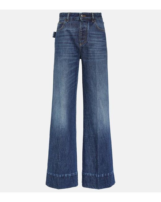 Bottega Veneta Blue High-Rise Wide-Leg Jeans