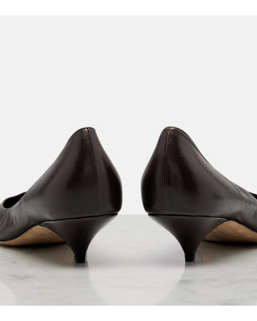 The Row Black Liisa Three Leather Pumps