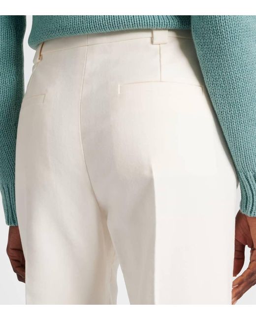 Chloé White Gerade High-Rise-Hose Aus Baumwolle