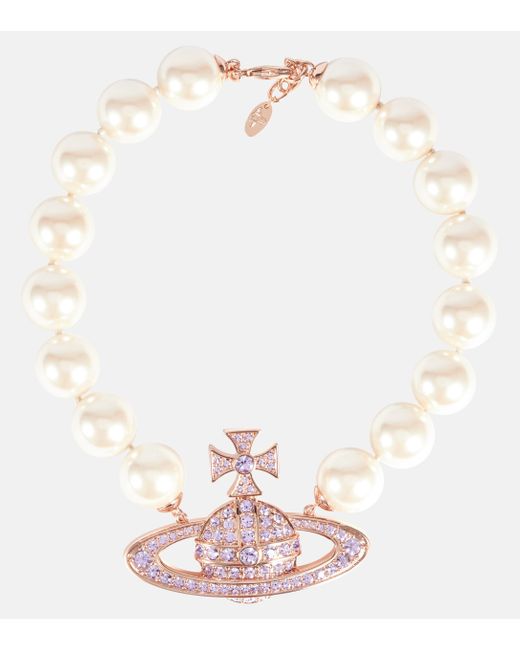 Vivienne Westwood White Choker Neysa mit Kristallen und Zierperlen