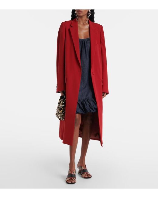 Dries Van Noten Red Wool Coat